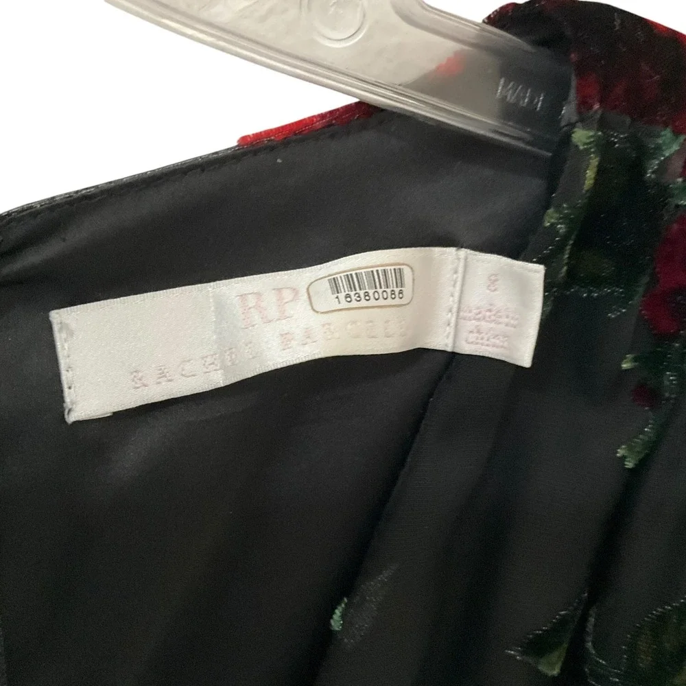 Rachel Parcell Burnout Velvet Maxi Dress V-Neck Gown Black Red Size 8 *READ FLAW - Picture 5 of 10